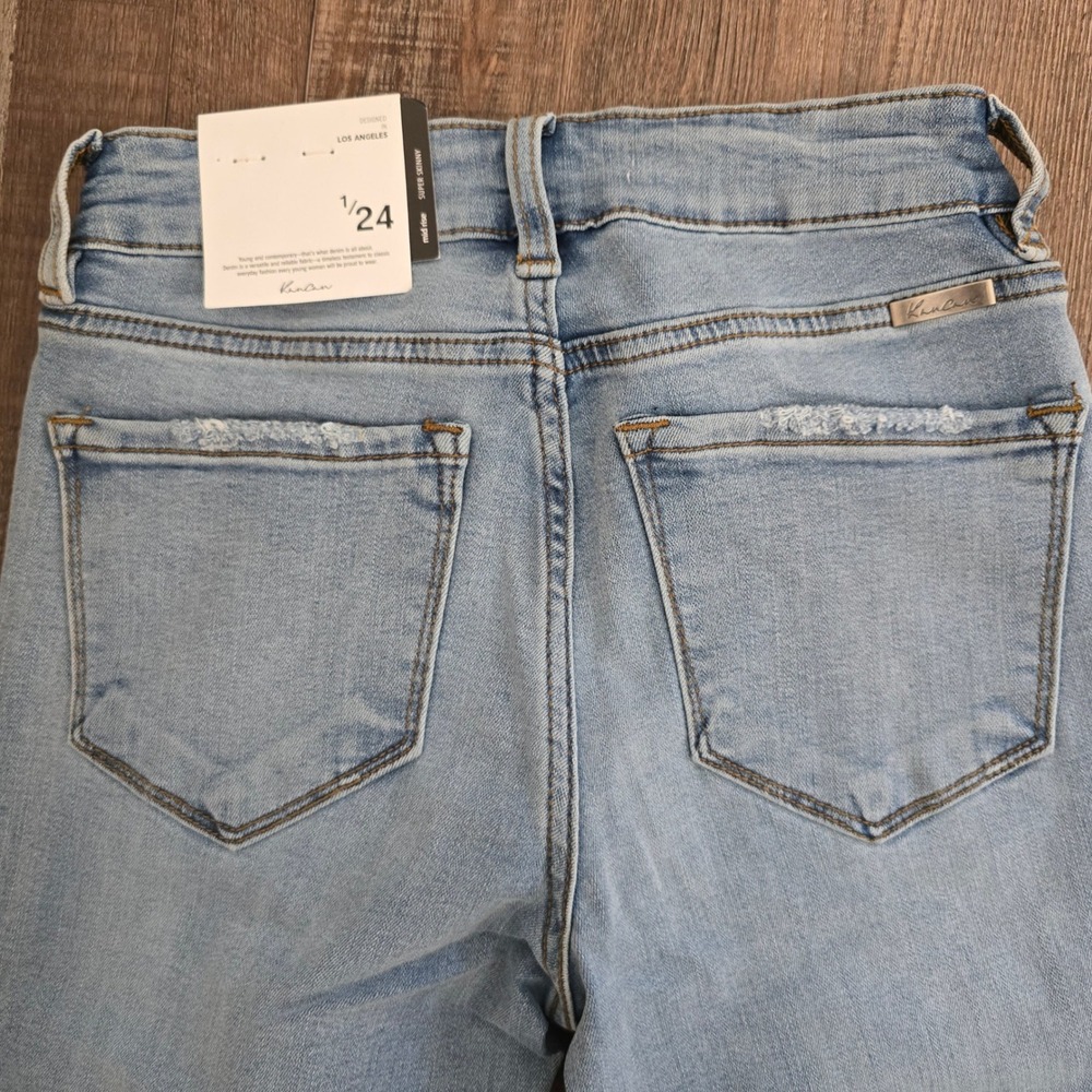 KanCan Mid Rise Super Skinny Jeans Womens 1/24 Light Blue Casual Distressed - Picture 4 of 7